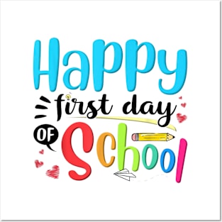 Happy First Day Of School Shirt Kids Teacher Gifts Posters and Art